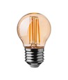 V-Tac LED 4W Bärnstensfärgad kronlampa E27 - G45, koltråd, 2200K