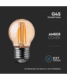 V-Tac LED 4W Bärnstensfärgad kronlampa E27 - G45, koltråd, 2200K