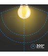 V-Tac LED 4W Bärnstensfärgad kronlampa E27 - G45, koltråd, 2200K