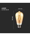 8W glödlampa E27 - LED, ST64, amberbeläggning, koltråd, 2200K