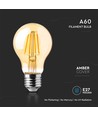 E27 12W LED-lampa - A60, filament, bärnstensfärgat glas, extra varm 2200K