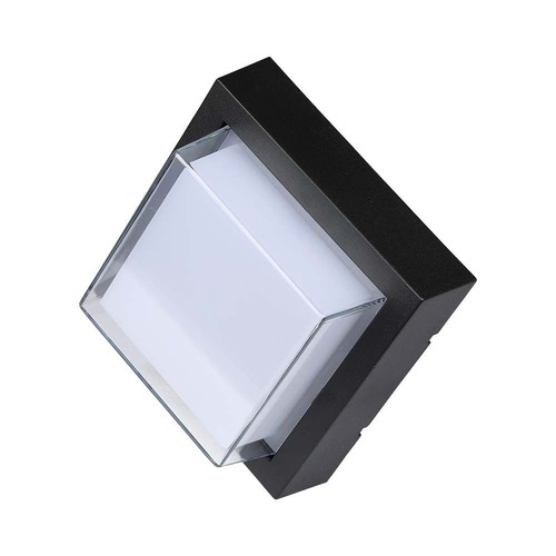 7W LED vägglampa - 3000K, svart, fyrkant.