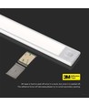 30cm 1,5W LED skåpsbelysning med PIR sensor - 5V, 110lm, 4000K, uppladdningsbar, silver, magnetisk montering