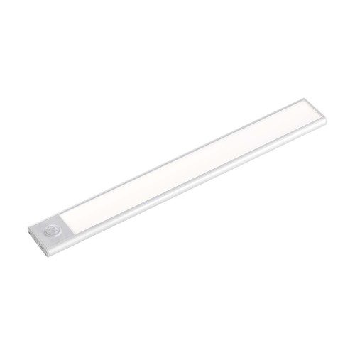 40cm 2W LED skåpsbelysning med PIR sensor, 5V - Silver, 2200mA batteri, IP20, 3000K