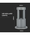 10W LED trädgårdslampa / pollare, 25cm - IP65, 6400K, grå, utomhus