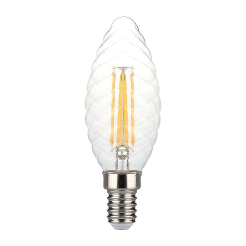 4W Kronljus E14 - LED Twistad, Filamentlampa, 3000K, Dimbar.