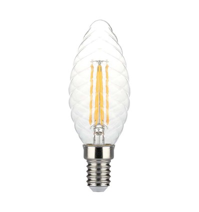 4W Kronljus E14 - LED Twistad, Filamentlampa, 3000K, Dimbar.