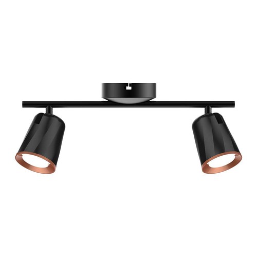 12W dubbel LED vägglampa, svart - 1080lm, 4000K, IP20, justerbara huvuden