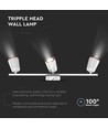 18W LED vägglampa - 4000K, vit, 3 huvuden