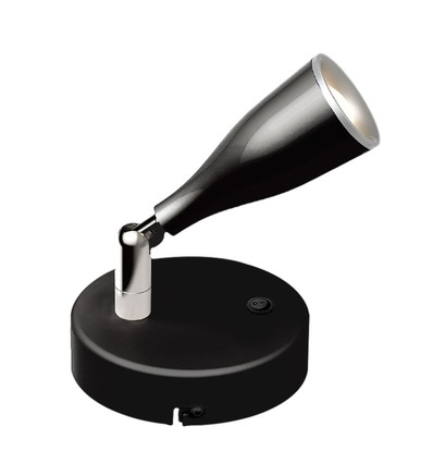 4,5W LED vägglampa med strömbrytare - 420lm, IP20 inomhus, svart, varmvit, inkl. ljuskälla