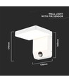 17W vit kvadratisk vägglampa med sensor - 2580lm, IP65, 3000K, PIR sensor