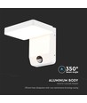 17W vit kvadratisk vägglampa med sensor - 2580lm, IP65, 3000K, PIR sensor
