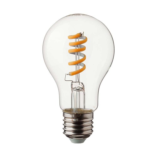 E27 4W LED spiral filament lampa - GLS, klart glas, 300lm, varmvit, ersätter 28W