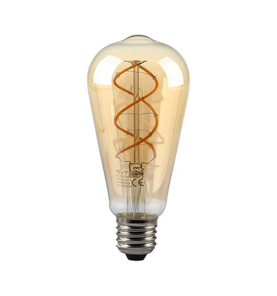 E27 4,8W dimbar LED filament lampa - ST64, Amber glas, 1800K, Vintage ljus