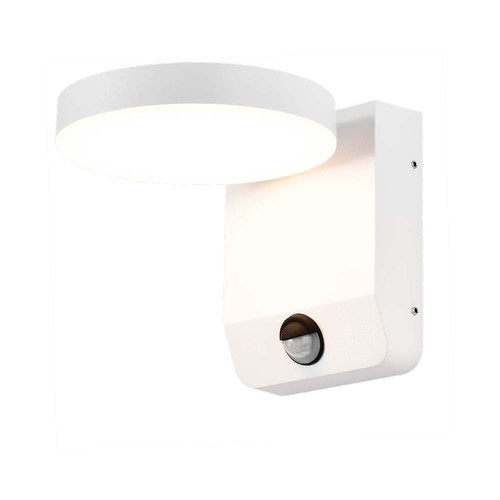 17W LED vägglampa med sensor, rund - IP65, vit, PIR rörelsesensor, 2480lm, utomhus/inomhus