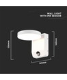 17W LED vägglampa med sensor, rund - IP65, vit, PIR rörelsesensor, 2480lm, utomhus/inomhus