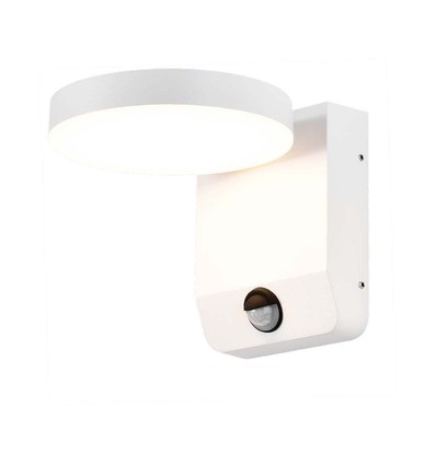 17W vägglampa - LED, sensor, 4000K, vit, rund hölje, IP65