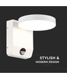 17W vägglampa - LED, sensor, 4000K, vit, rund hölje, IP65