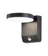 17W LED vägglampa med sensor, rund - IP65, 4000K, svart, PIR sensor, utomhus, 2480lm