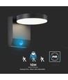 17W LED Vägglampa - Sensor, 4000K, Svart hölje, Rund, IP65