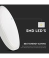 18W LED Dome Ljus - Mikrovågsensor, 3000K, Rund, Vit Ram, IP44.