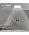 18W LED Dome Ljus - Mikrovågsensor, 3000K, Rund, Vit Ram, IP44.