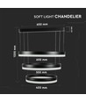 86W Soft Light Chandelier LED pendel - Svart, 3000K, dimbar, 360 grader ljus, 3 års garanti