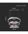 92W LED takkrona pendel, 3-stegs dimbar - 4550lm, 3000K, kaffebrun aluminium, 360 grader ljusspridning