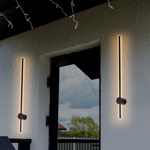 12W LED vägglampa, RA90 - IP65, svart, 1590lm, 3000K, 65cm hög