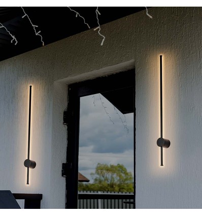 12W LED vägglampa, RA90 - IP65, svart, 1590lm, 3000K, 65cm hög