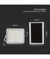 VT LED Solstrålkastare 120W - 6400K, 12000 mAh Batteri, 3m Kabel, Smart IR Fjärrkontroll, Snabbladdning, Vit.