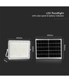 VT 180W LED Solcellstrålkastare - 4000K, 16000 mAh Batteri, 3m Kabel, Smart IR Fjärrkontroll, Snabbladdning, Vit