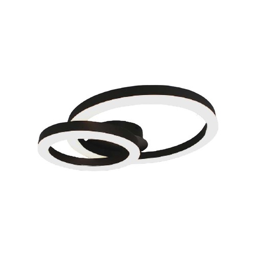 20W LED designer taklampa - Två överlappande ringar, Ø45cm, svart, 3000K, 105lm/W