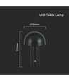 LED Bordlampa - 1800mAh Batteri Ø150x250 3i1 Svart Hus