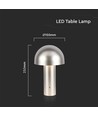 LED-bordlampa - 1800mAh batteri, Ø150x250, 3i1, champagneguldfärgad hölje