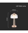 LED bordlampa - 1800mAh batteri, 13.5x26.5cm, 3i1, fransk guld, hus.