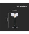 LED Bordlampa - 1800mAh Batteri, Ø150x300, 3000K, Svart Hus.