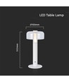 LED bordlampa - 1800mAh batteri, Ø150x300, 3000K, vit