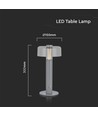 LED Bordslampa - 1800mAh Batteri, Ø150x300, 3000K, Grå, Hus