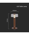 LED bordlampa - 1800mAh batteri, Ø150x300, 3000K, sandbrunt hus