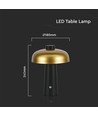 LED bordlampa - 1800mAh batteri Ø300x390 3i1 guld+svart hus