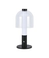 LED bordslampa - 1800mAh Batteri, Ø140x300, 3i1, Svart+Transparent Glas Hus