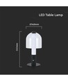 LED bordslampa - 1800mAh Batteri, Ø140x300, 3i1, Svart+Transparent Glas Hus