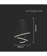 LED hänglampa dekorativ - Ø600+Ø400+Ø200, 3000K, svart hölje.