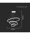 LED hängande dekorativ lampa - Ø600+Ø400+Ø200, 3000K, vit, hus.