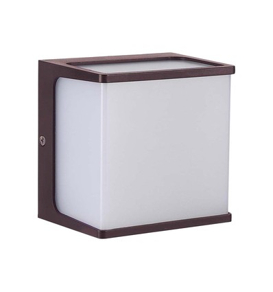 8W LED vägglampa - IP65, brun, kvadratisk, inkl. ljuskälla