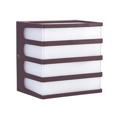 8W LED vägglampa, brun - IP65, 4000K, fyrkantig, utomhus