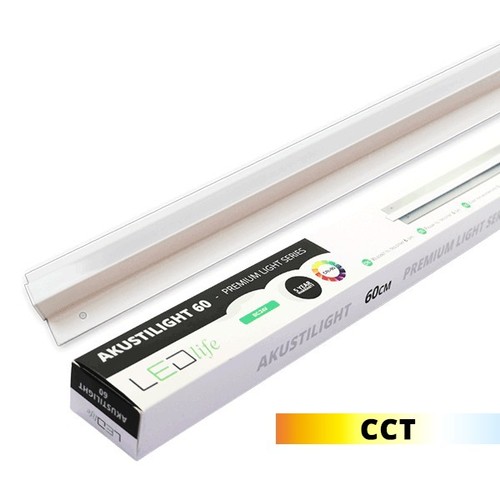 60 cm LED Troldtekt-skena, CCT - 19W, Akustilight, infälld, 24V