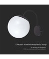 E27 vägglampa med vit glob - Svart, IP44 utomhus, Ø20cm, utan ljuskälla