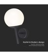 E27 utomhus vägglampa - Svart, IP44, opal glob, Ø20cm, utan ljuskälla